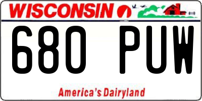 WI license plate 680PUW