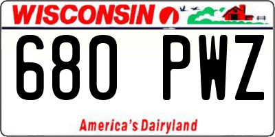 WI license plate 680PWZ