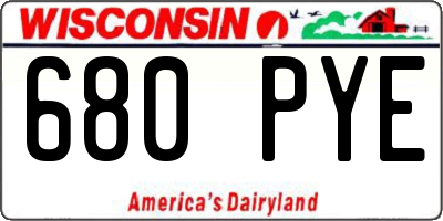 WI license plate 680PYE