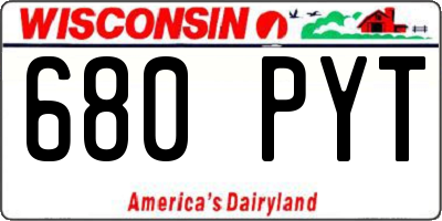 WI license plate 680PYT