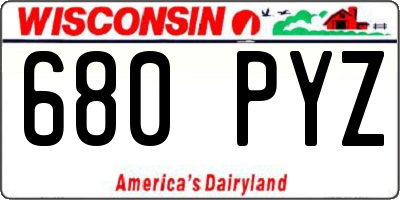 WI license plate 680PYZ