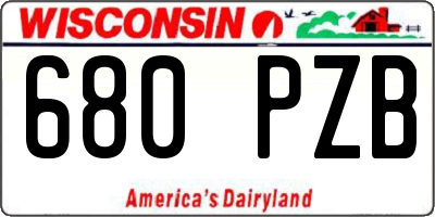 WI license plate 680PZB