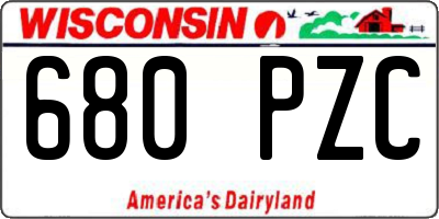 WI license plate 680PZC