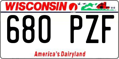 WI license plate 680PZF