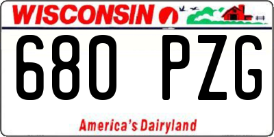 WI license plate 680PZG