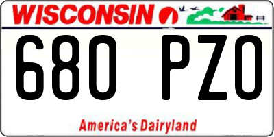 WI license plate 680PZO