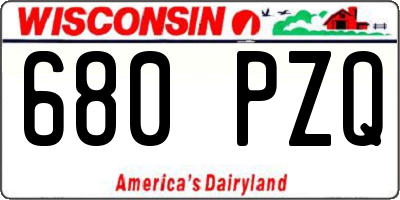 WI license plate 680PZQ