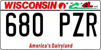 WI license plate 680PZR