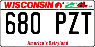 WI license plate 680PZT