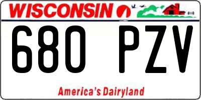 WI license plate 680PZV