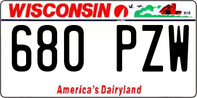 WI license plate 680PZW