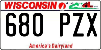 WI license plate 680PZX