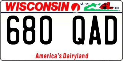 WI license plate 680QAD