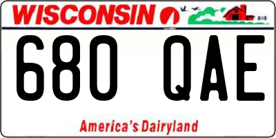 WI license plate 680QAE