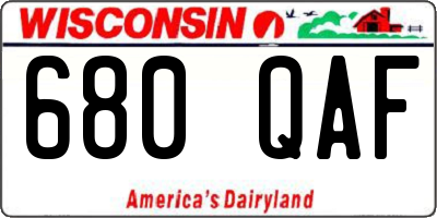 WI license plate 680QAF