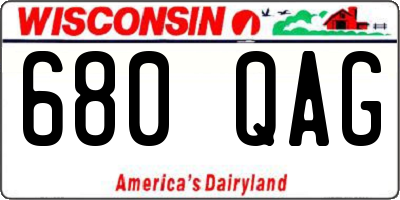 WI license plate 680QAG