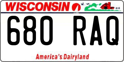 WI license plate 680RAQ