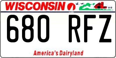 WI license plate 680RFZ