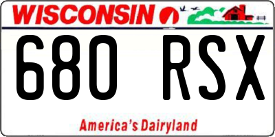 WI license plate 680RSX