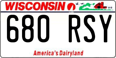 WI license plate 680RSY