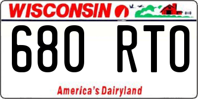 WI license plate 680RTO