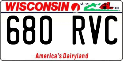 WI license plate 680RVC