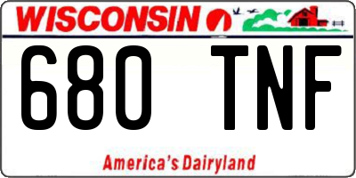 WI license plate 680TNF