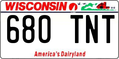 WI license plate 680TNT