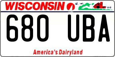 WI license plate 680UBA