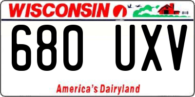 WI license plate 680UXV