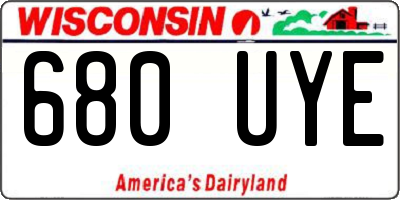 WI license plate 680UYE