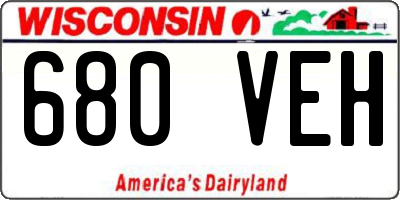 WI license plate 680VEH