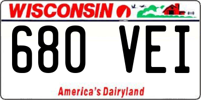 WI license plate 680VEI