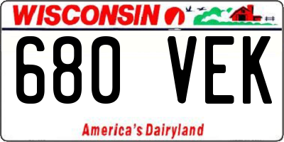 WI license plate 680VEK