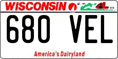 WI license plate 680VEL