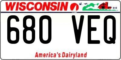 WI license plate 680VEQ