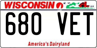 WI license plate 680VET