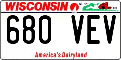 WI license plate 680VEV