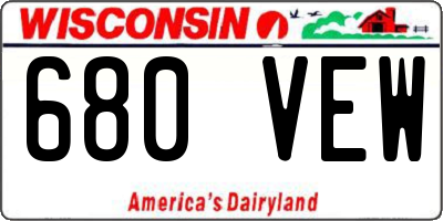 WI license plate 680VEW