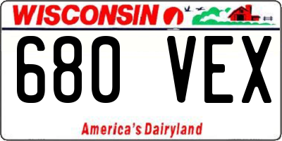 WI license plate 680VEX