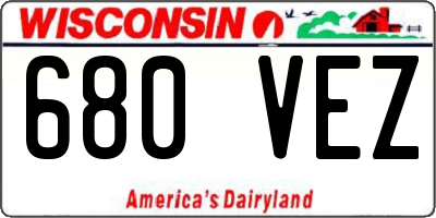 WI license plate 680VEZ