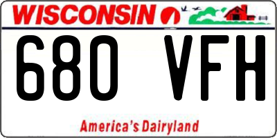 WI license plate 680VFH
