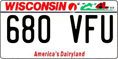 WI license plate 680VFU
