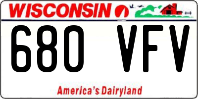 WI license plate 680VFV