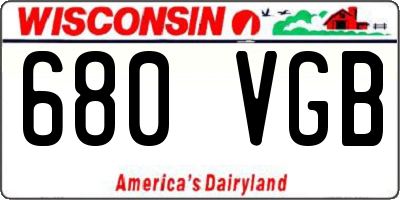 WI license plate 680VGB