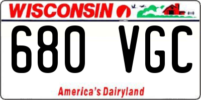 WI license plate 680VGC