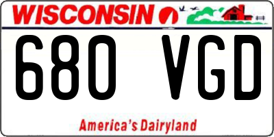 WI license plate 680VGD