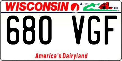 WI license plate 680VGF