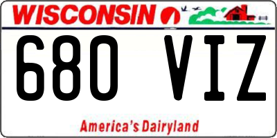 WI license plate 680VIZ