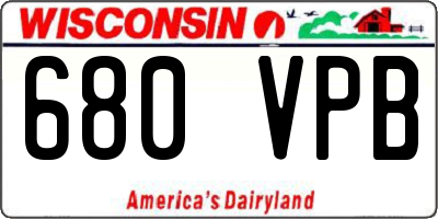 WI license plate 680VPB